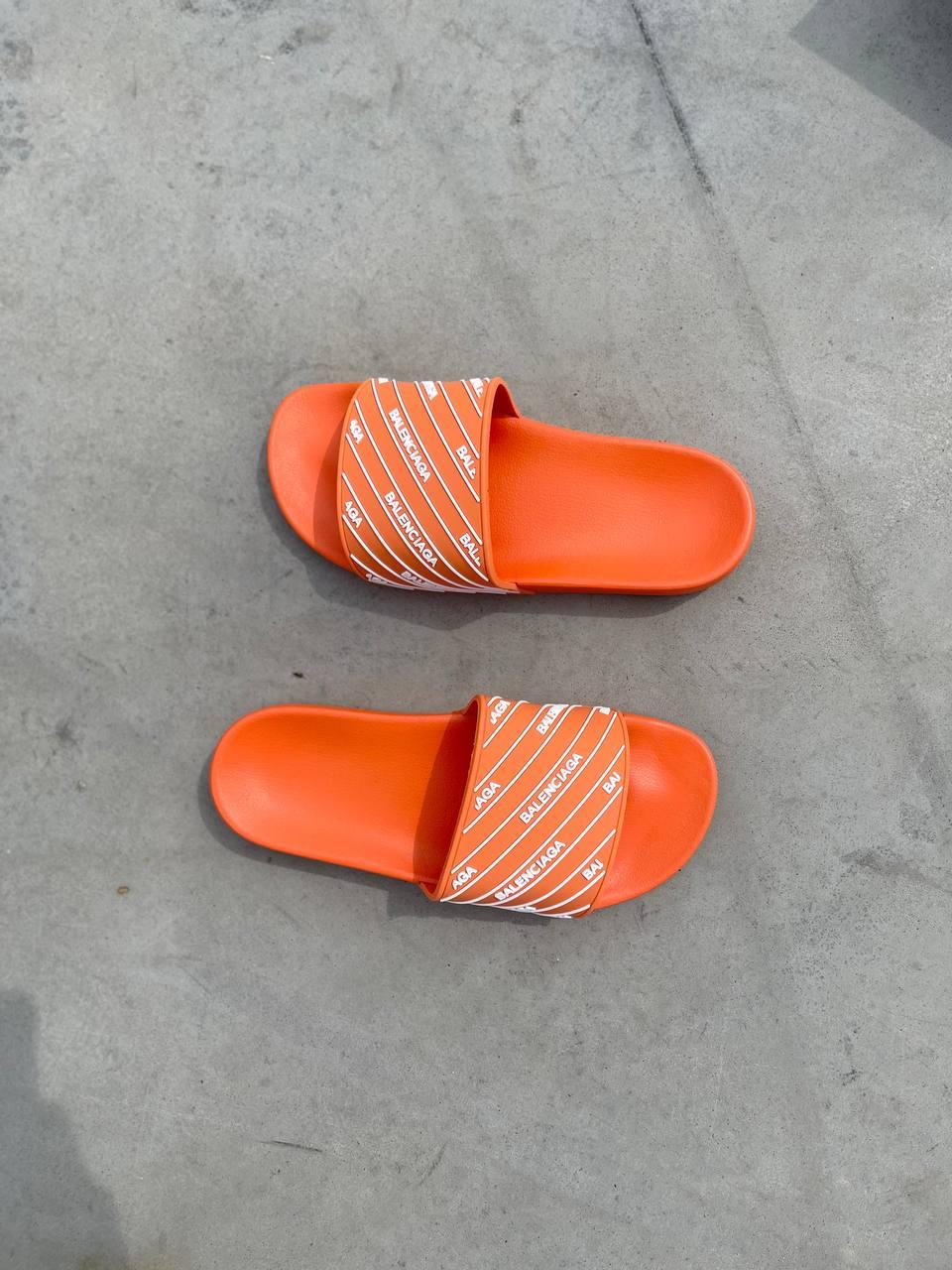 Balenciaga Slides Small Logo Orange
