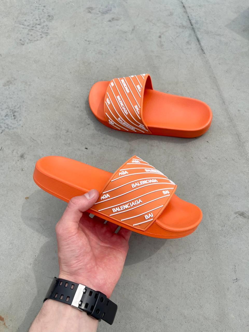 Balenciaga Slides Small Logo Orange