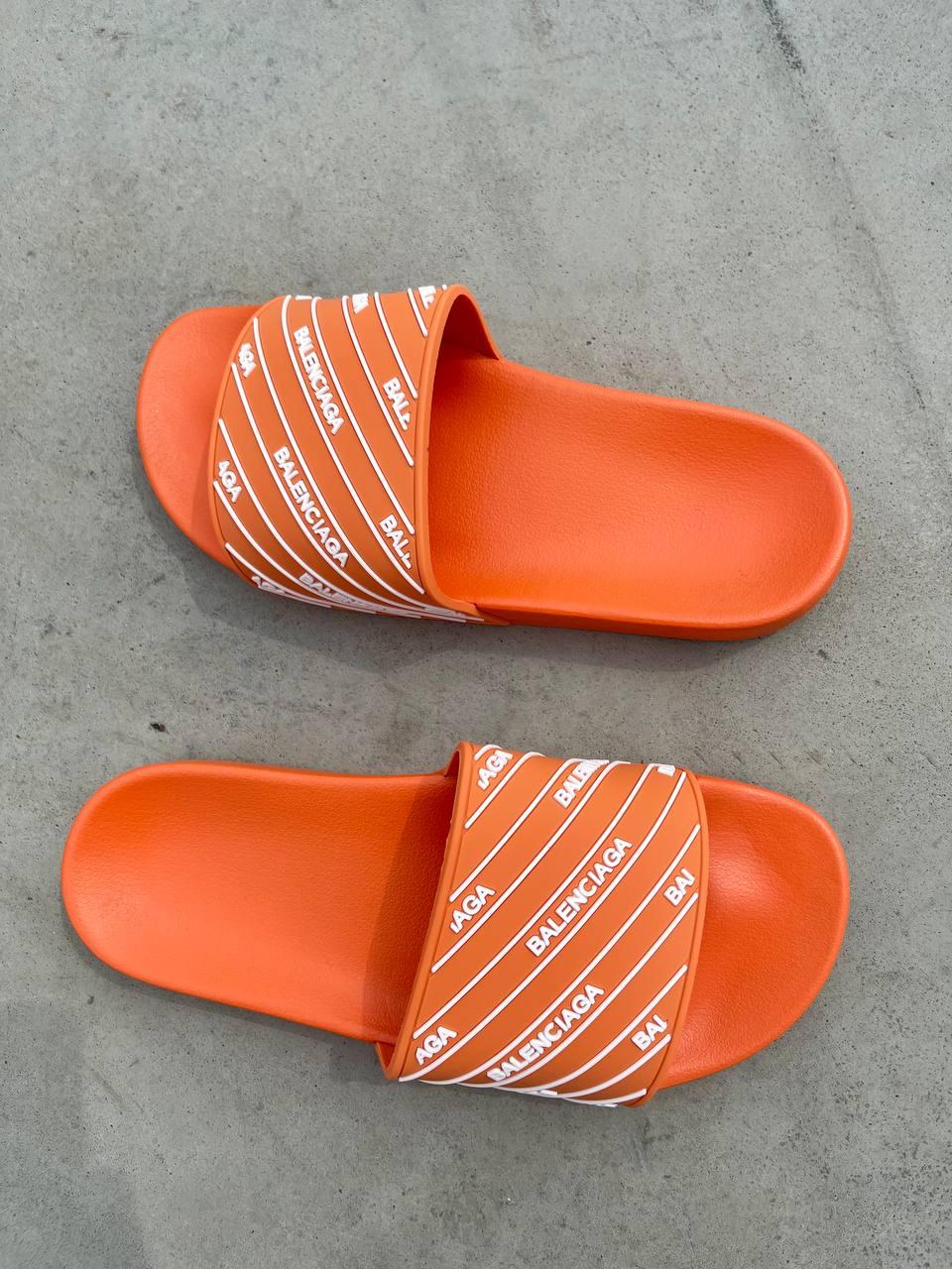 Balenciaga Slides Small Logo Orange