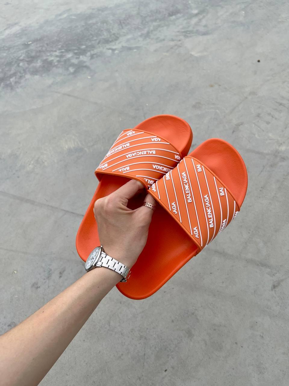 Balenciaga Slides Small Logo Orange