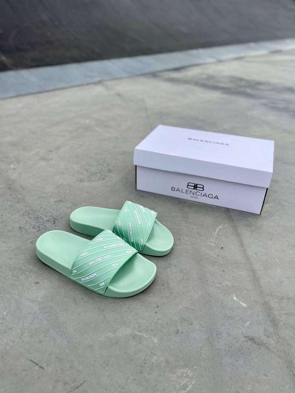 Balenciaga Slides Small Logo Mint Green