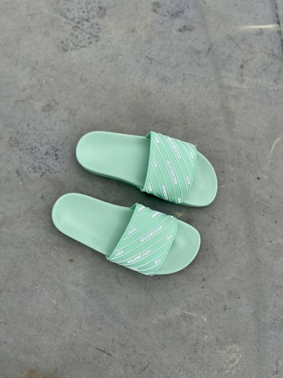 Balenciaga Slides Small Logo Mint Green