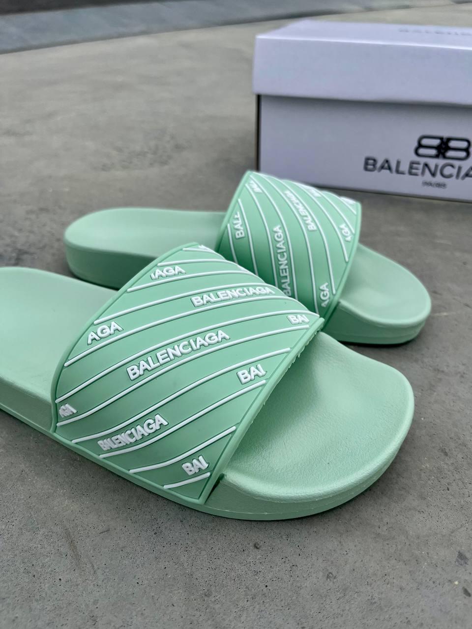 Balenciaga Slides Small Logo Mint Green