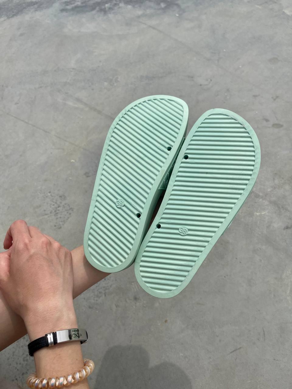 Balenciaga Slides Small Logo Mint Green