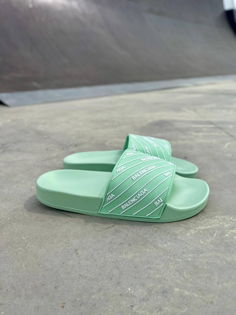 Balenciaga Slides Small Logo Mint Green