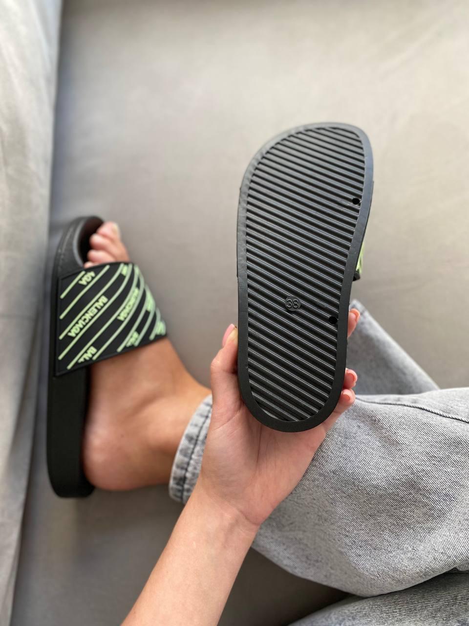 Balenciaga Slides Small Neon Logo Black