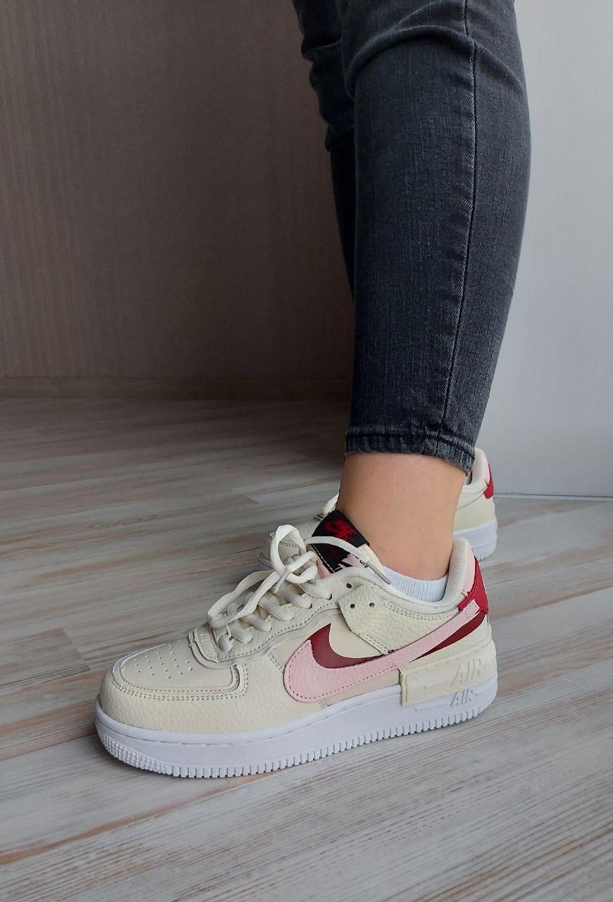 Nike Air Force 1 SHADOW White Beige Red