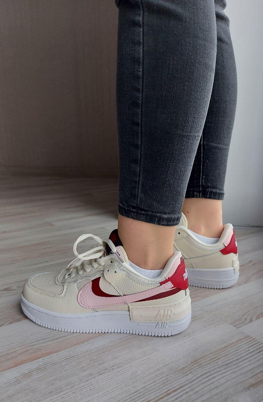 Nike Air Force 1 SHADOW White Beige Red