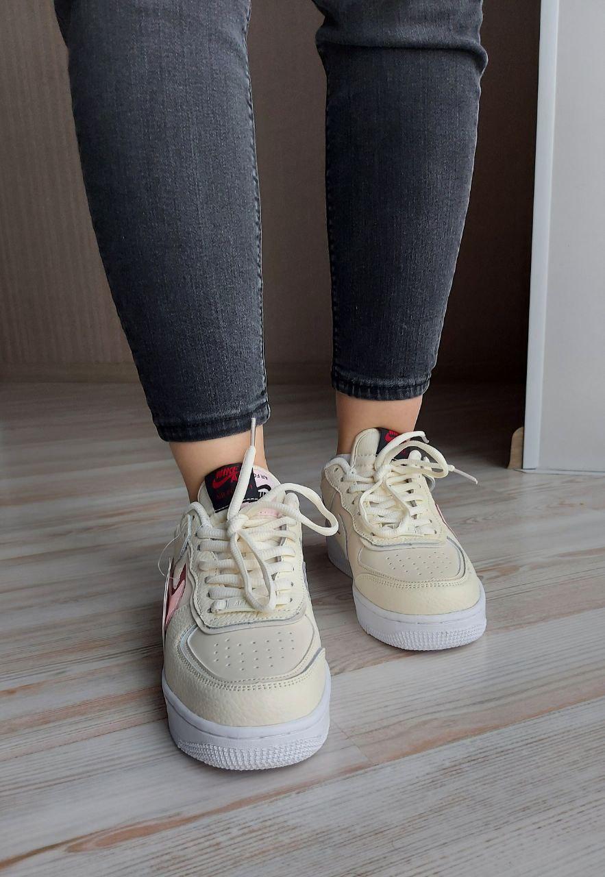 Nike Air Force 1 SHADOW White Beige Red