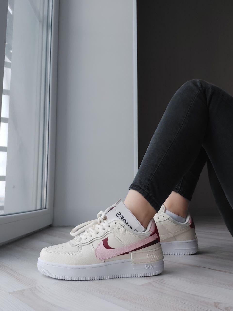 Nike Air Force 1 SHADOW White Beige Red