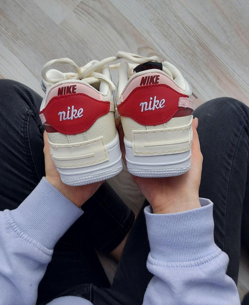 Nike Air Force 1 SHADOW White Beige Red