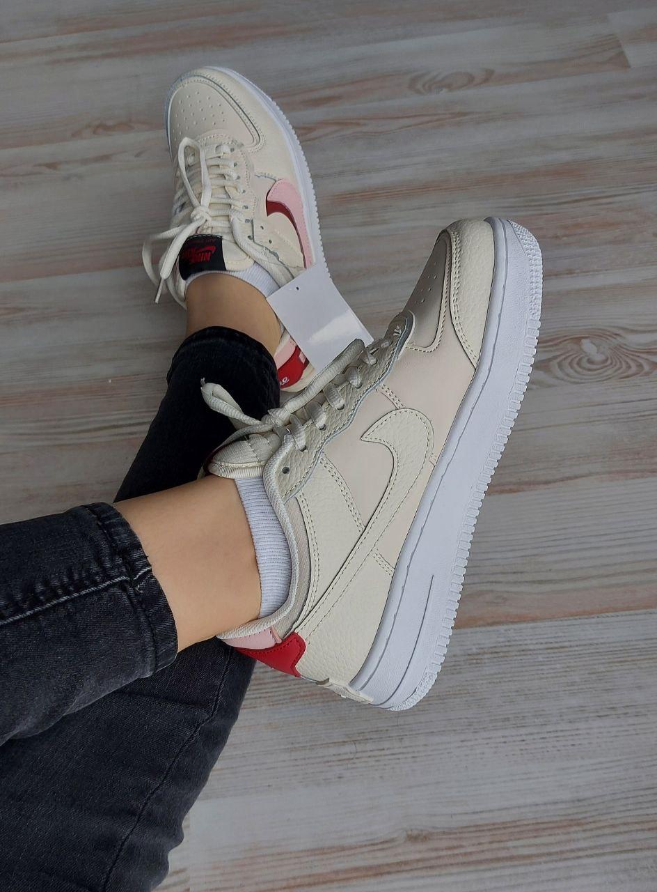 Nike Air Force 1 SHADOW White Beige Red