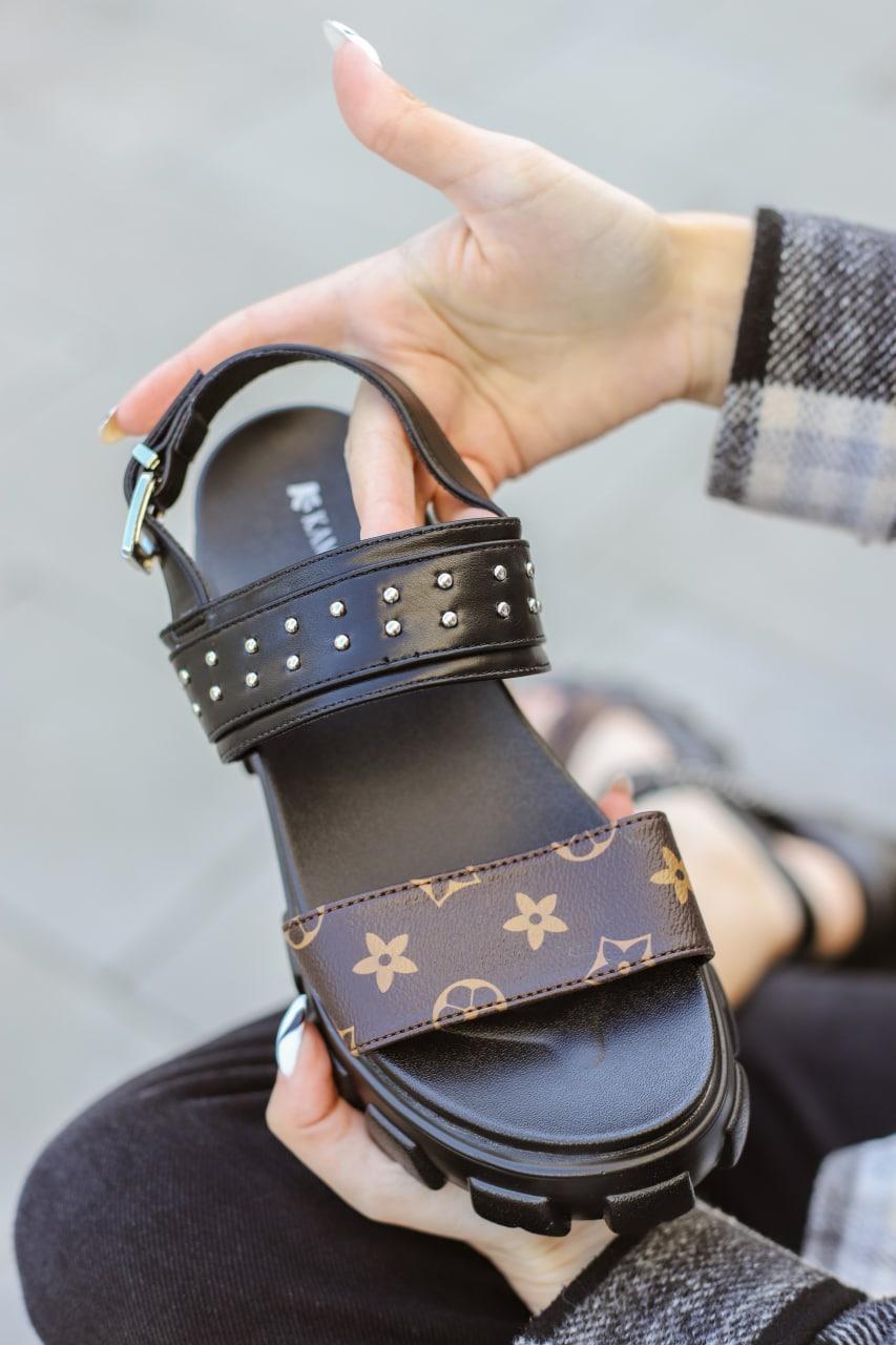 Босоніжки LV Leather Brown Black