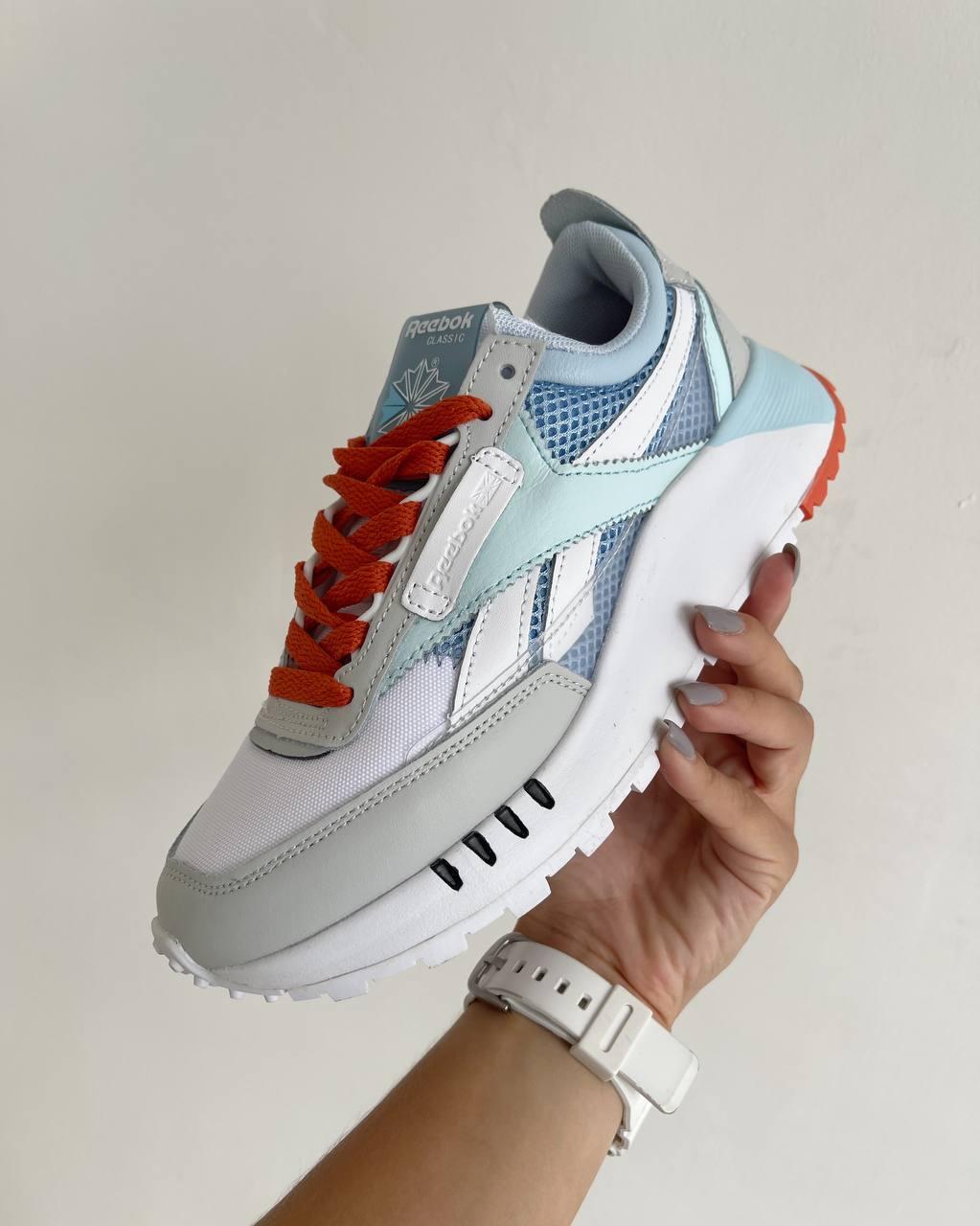 Reebok Classic Leather Legacy Blue Turquoise Orange