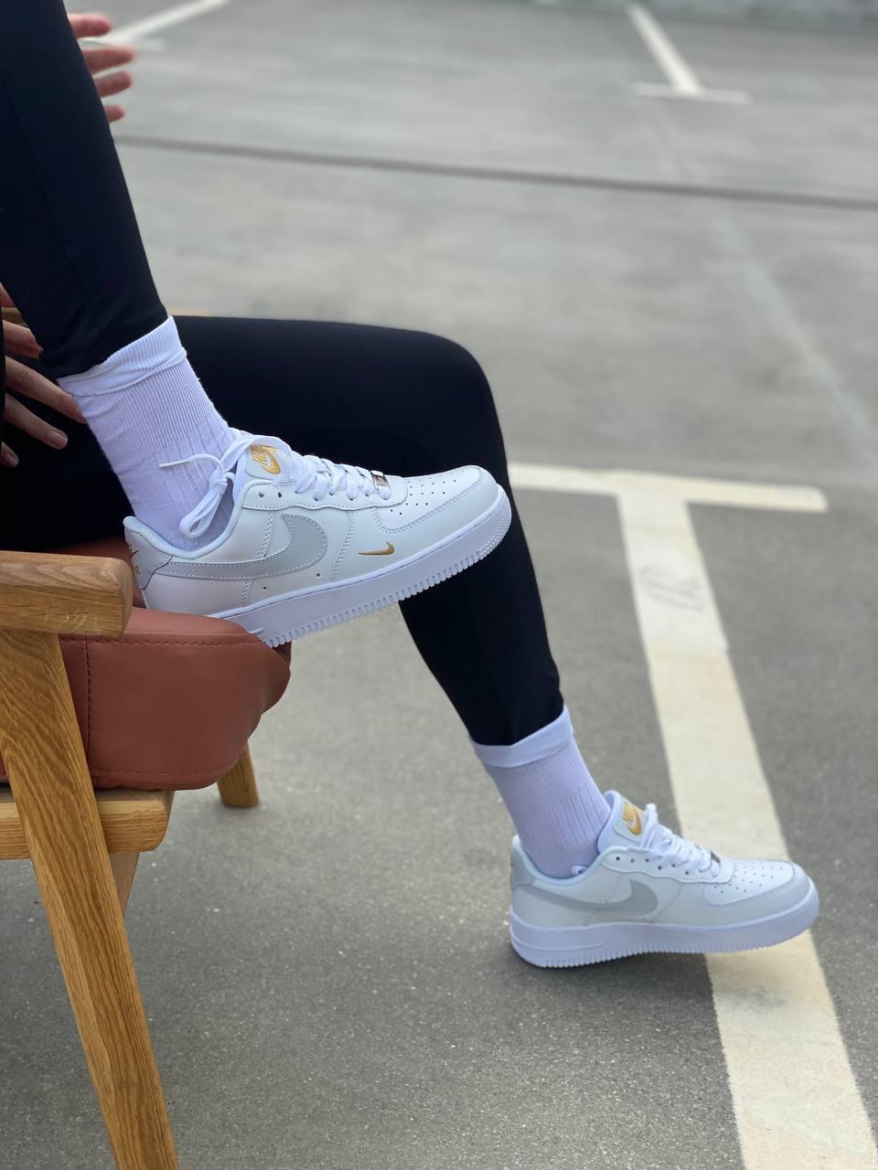 Nike Air Force 1 White Light Grey Logo