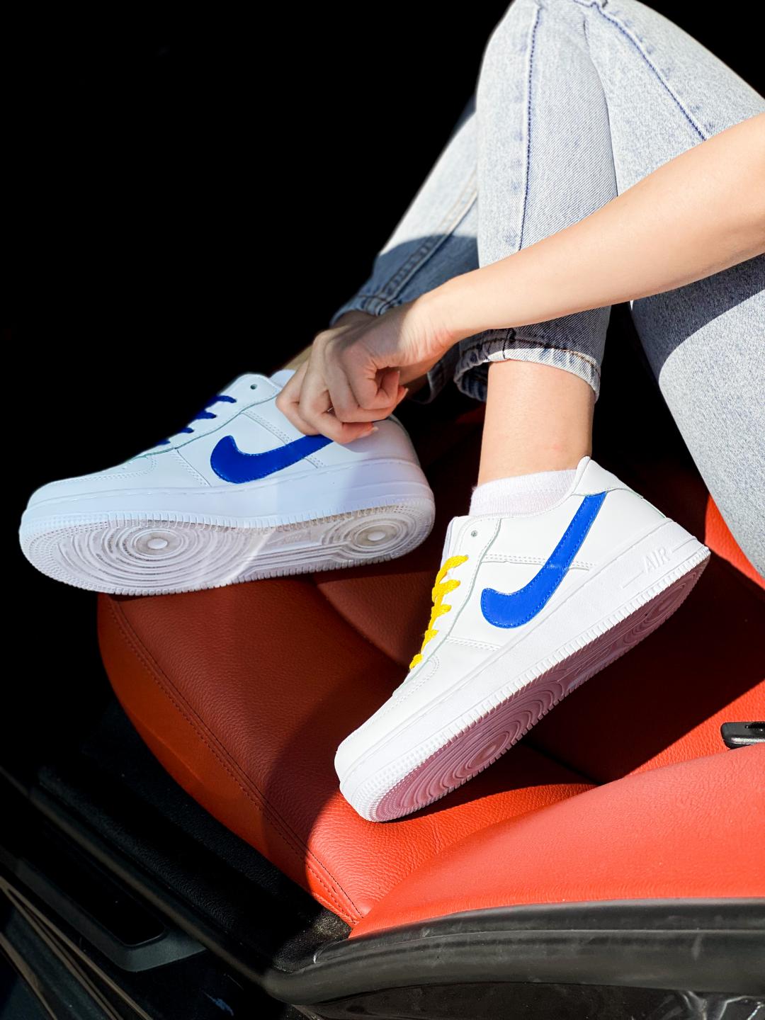 Nike Air Force 1 Custom White Blue Yellow