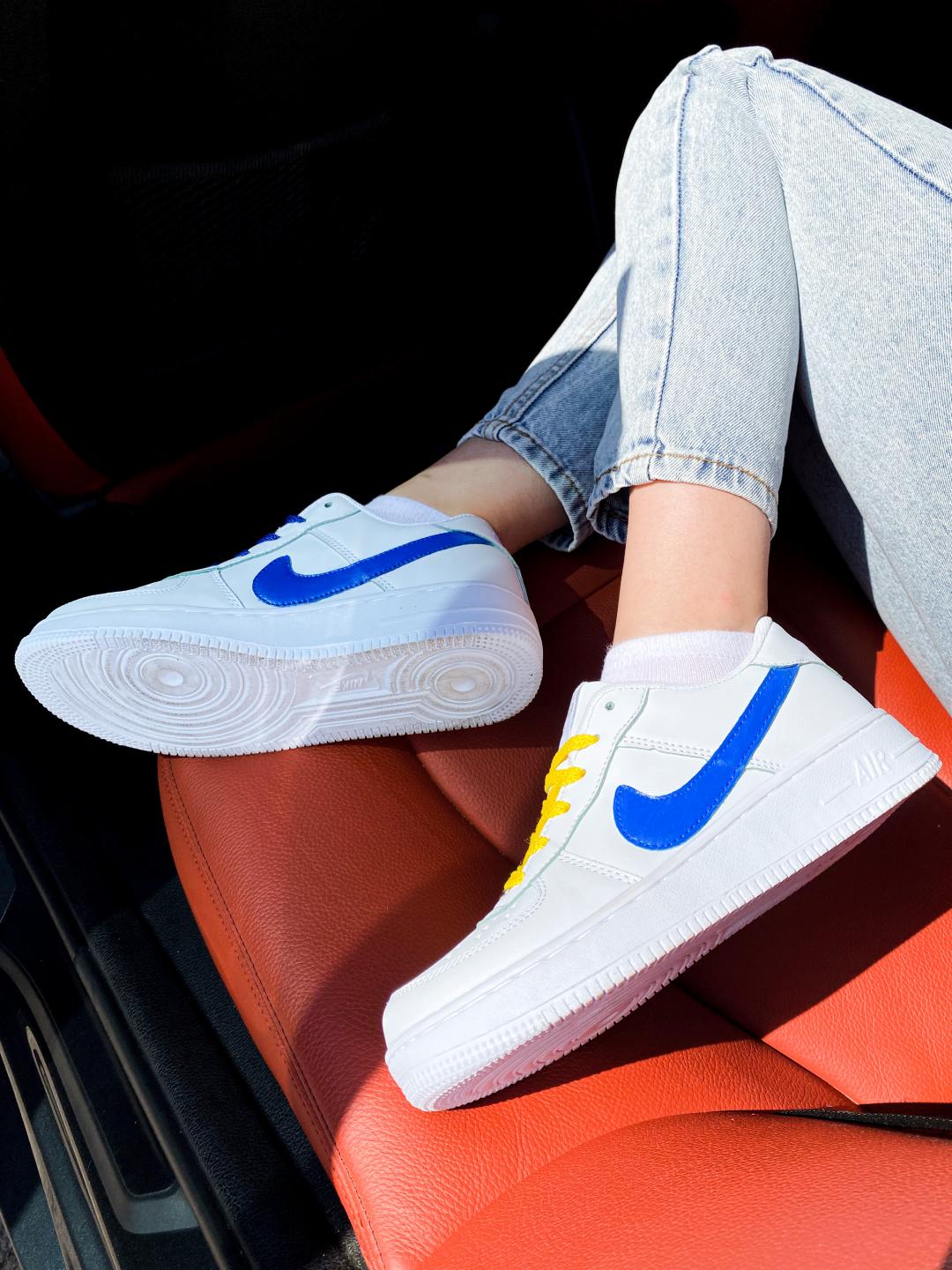 Nike Air Force 1 Custom White Blue Yellow