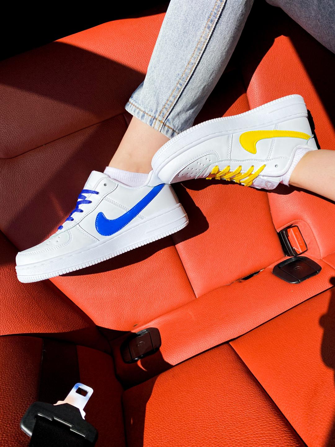 Nike Air Force 1 Custom White Blue Yellow