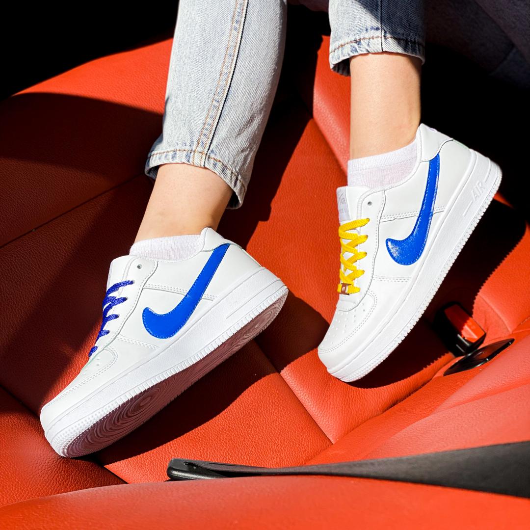 Nike Air Force 1 Custom White Blue Yellow