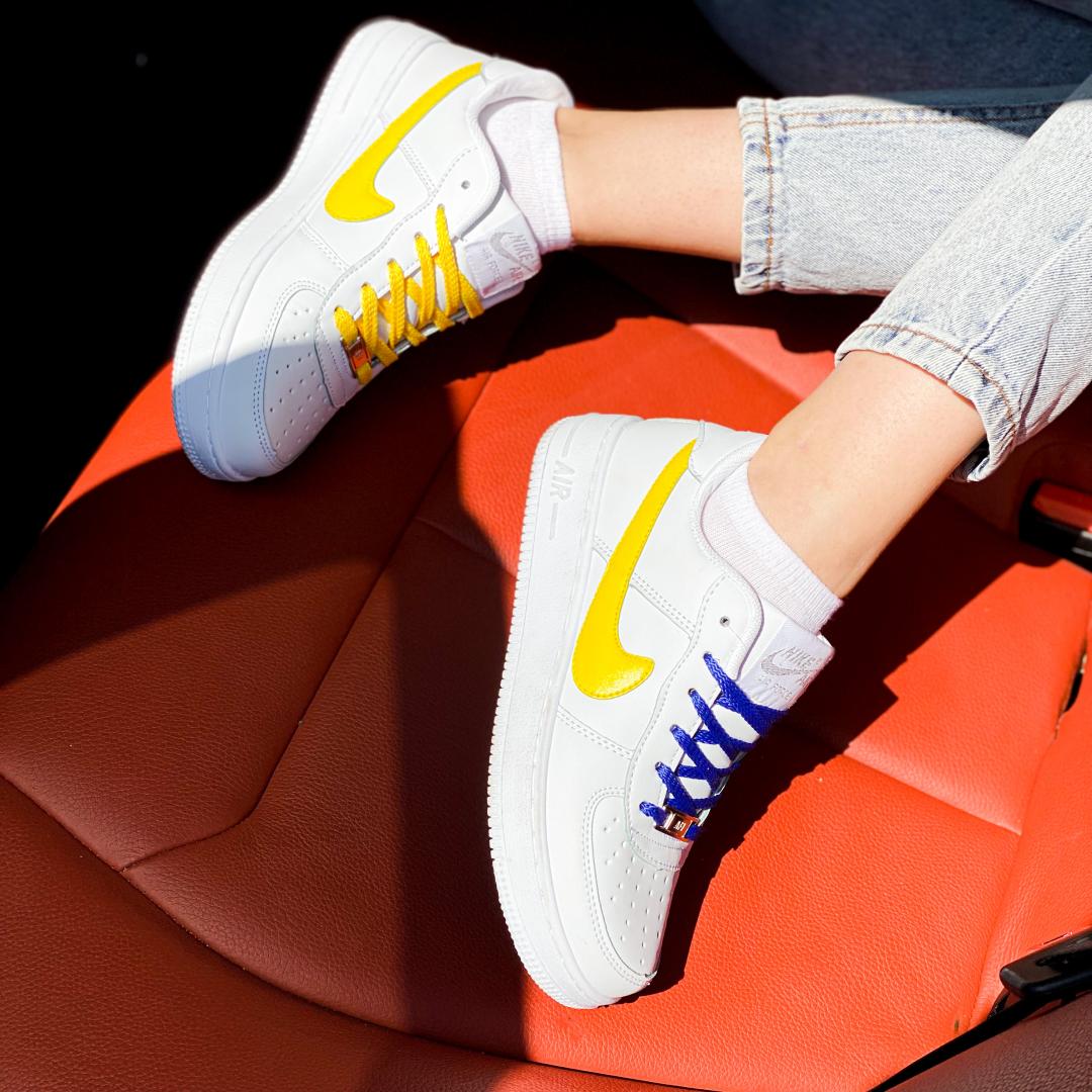 Nike Air Force 1 Custom White Blue Yellow