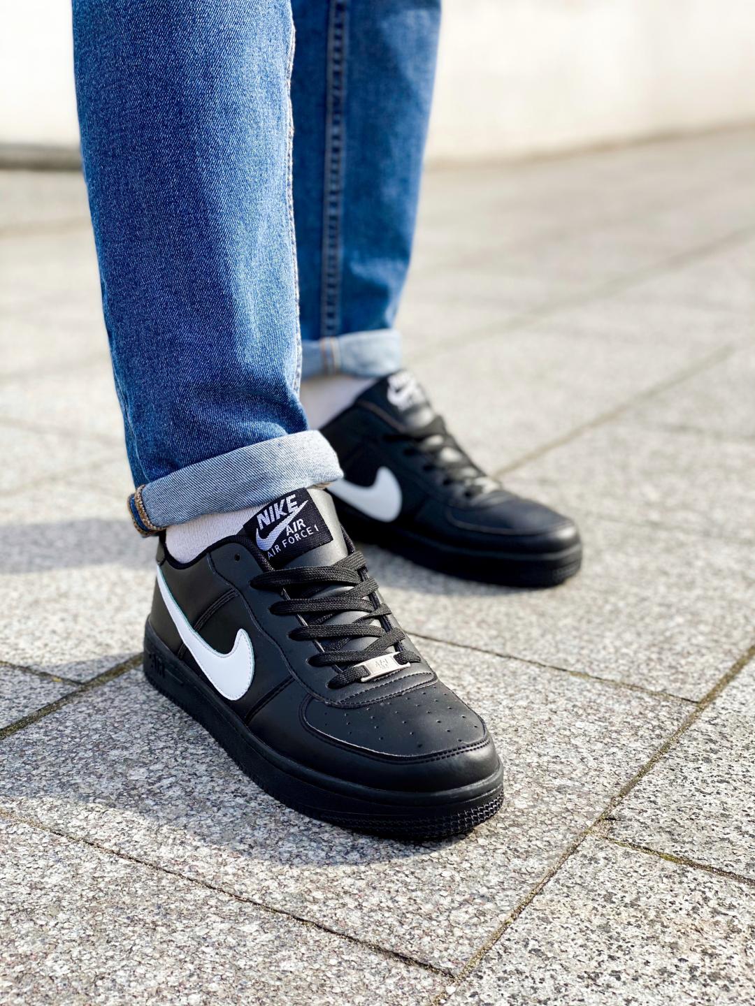 Nike Air Force 1 Black White Logo 1