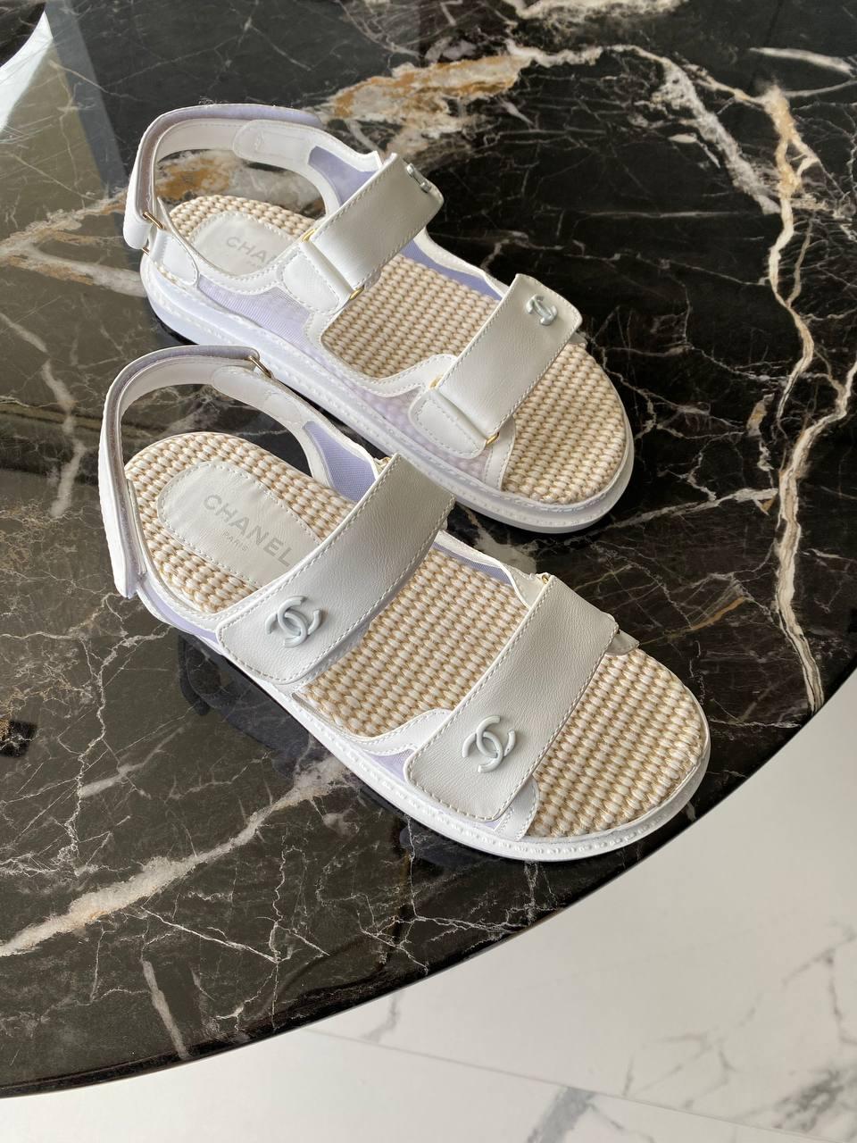 Chanel Dad Sandals NET White
