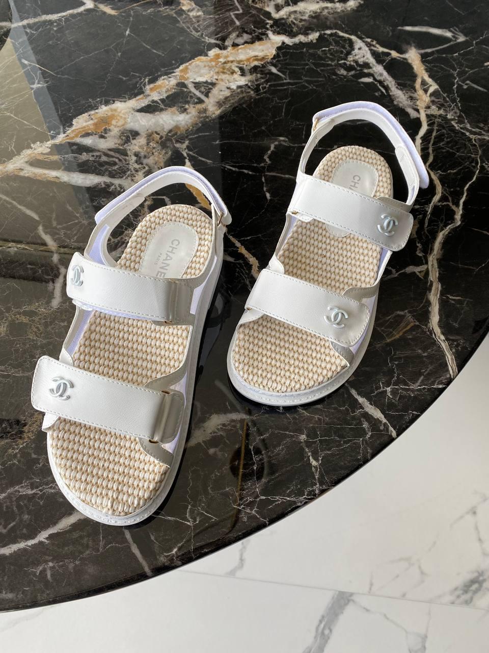 Chanel Dad Sandals NET White