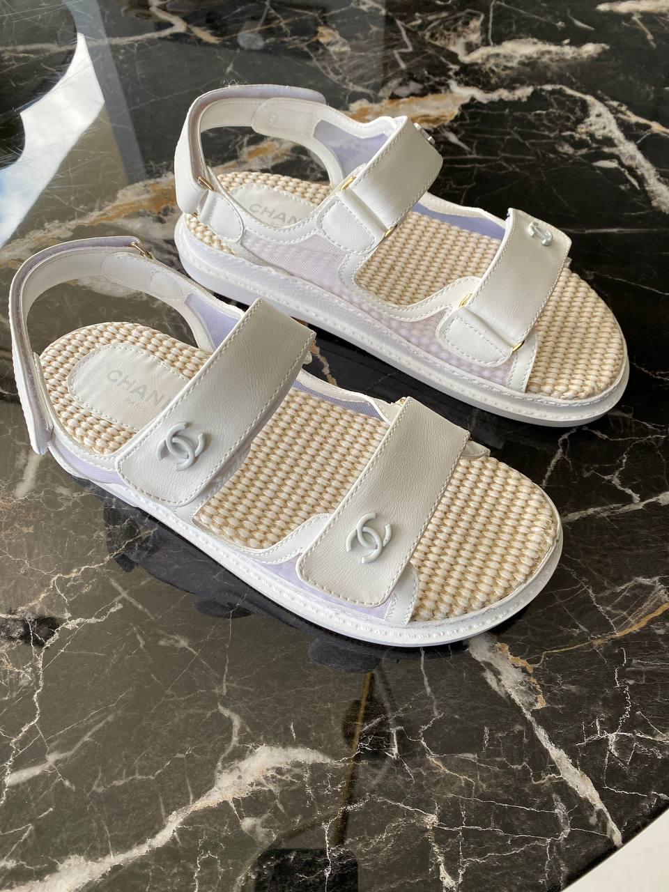 Chanel Dad Sandals NET White