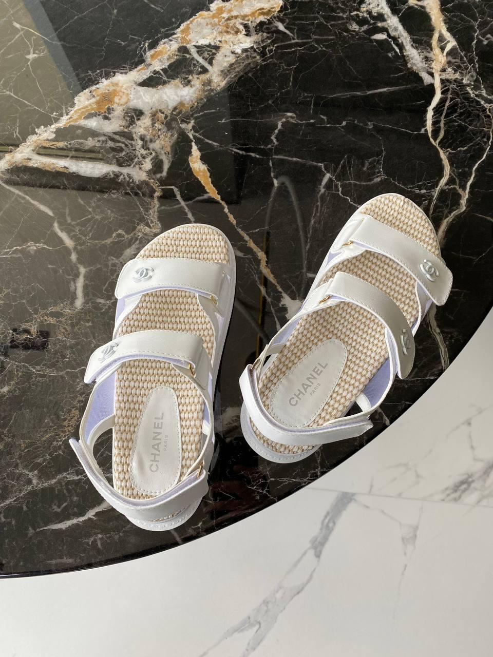 Chanel Dad Sandals NET White