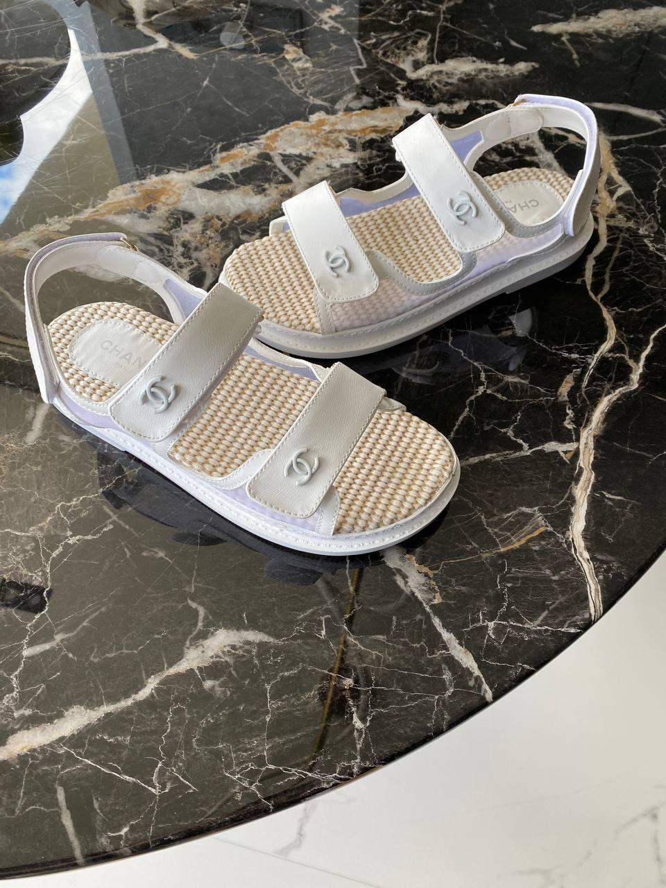 Chanel Dad Sandals NET White