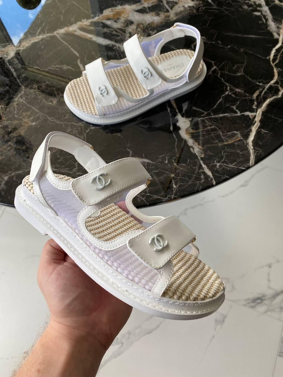 Chanel Dad Sandals NET White