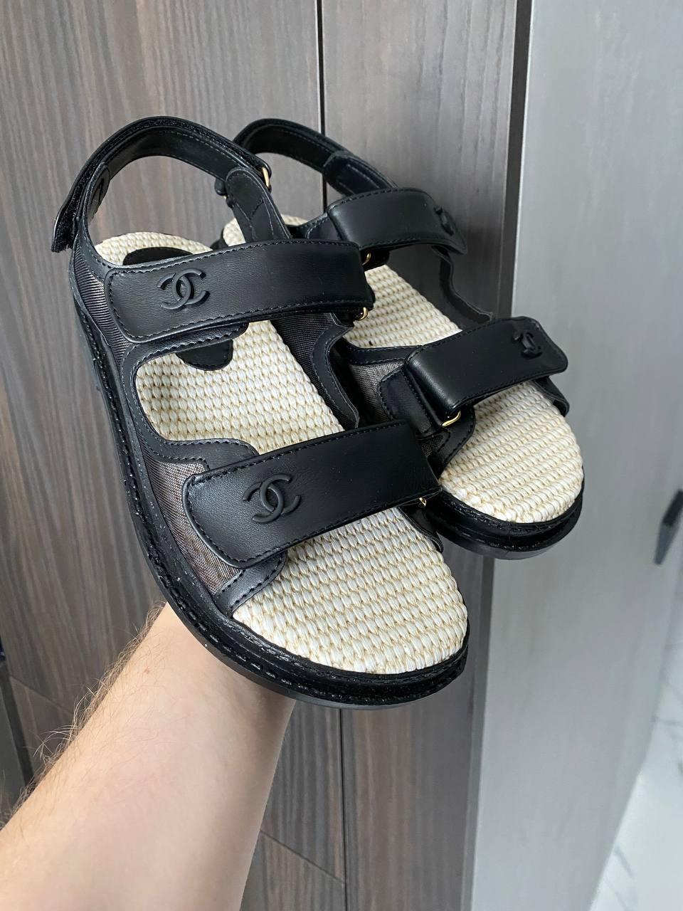 Chanel Dad Sandals Net Black