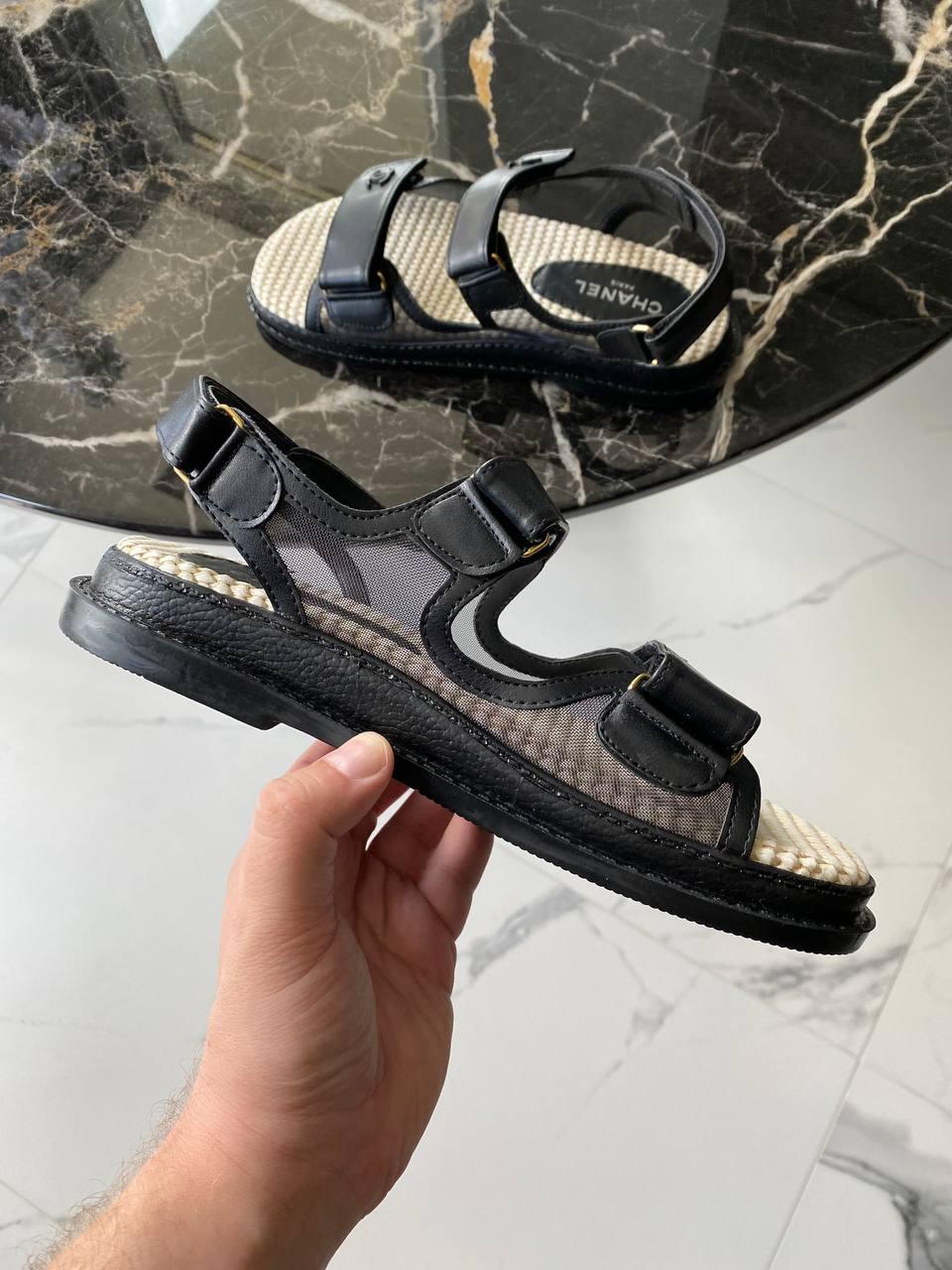 Chanel Dad Sandals Net Black