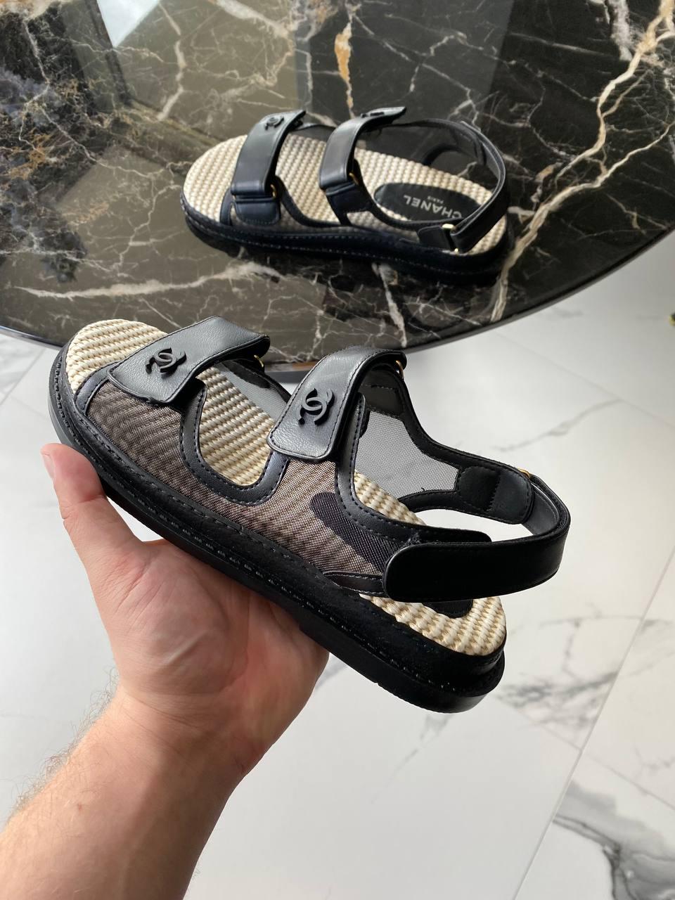 Chanel Dad Sandals Net Black