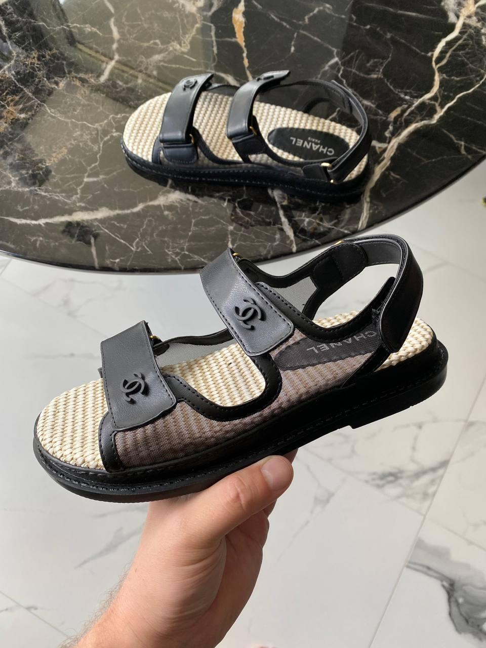 Chanel Dad Sandals Net Black