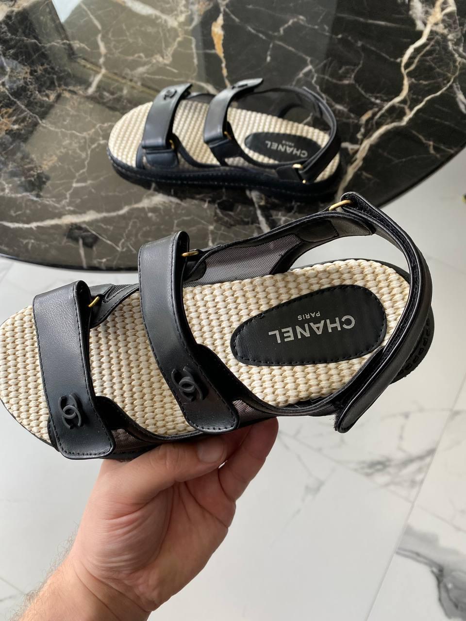 Chanel Dad Sandals Net Black