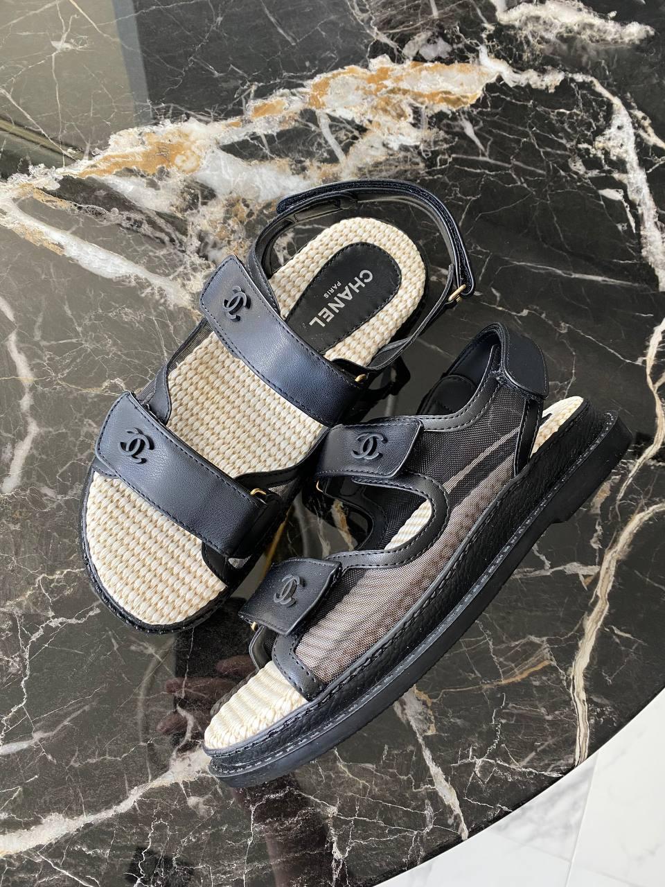 Chanel Dad Sandals Net Black