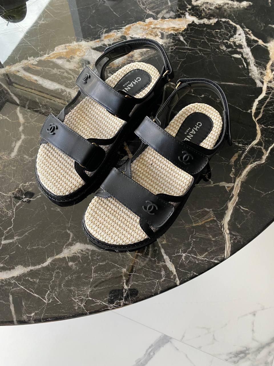 Chanel Dad Sandals Net Black