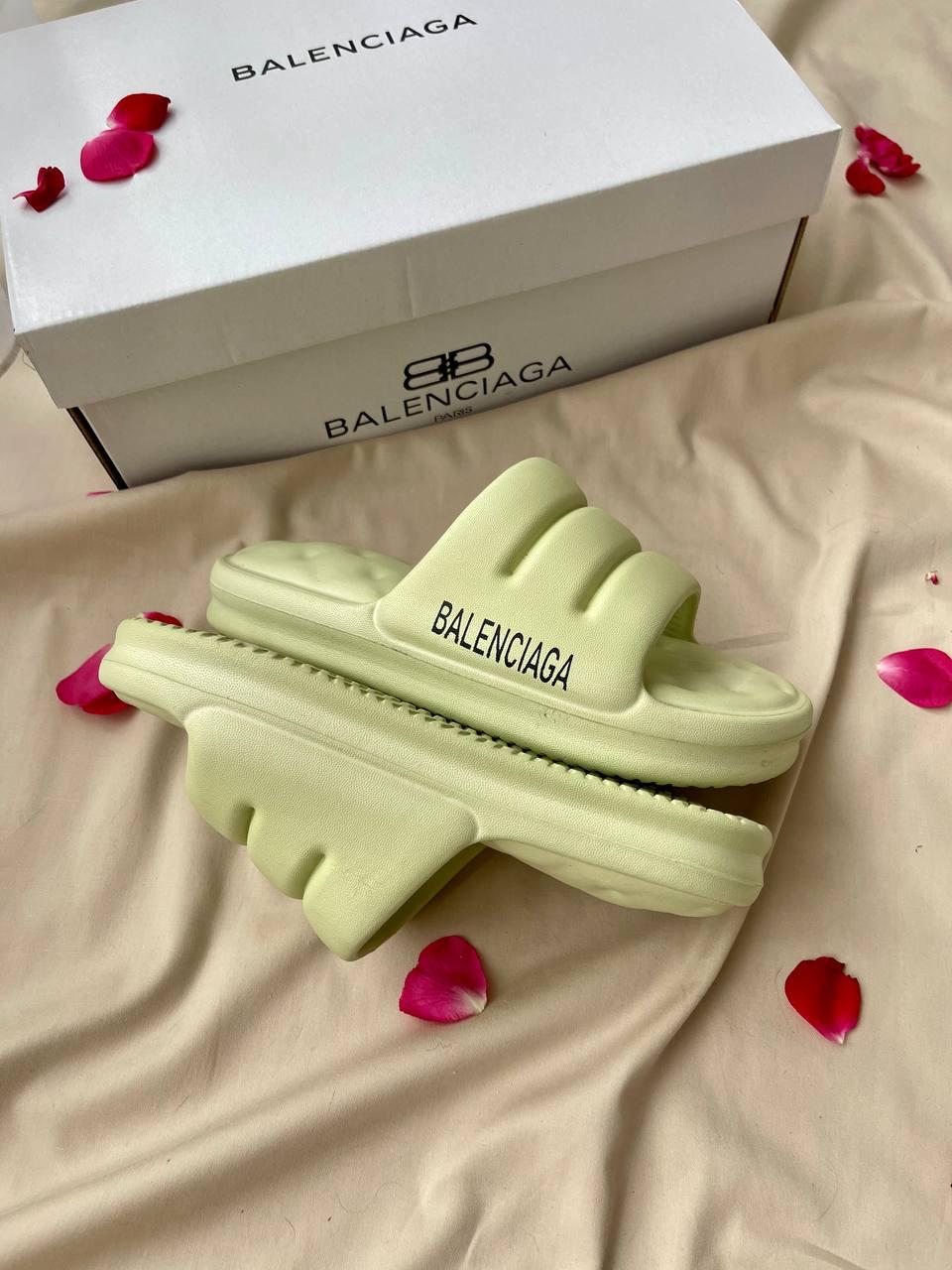 Balenciaga Puffy Slides Olive