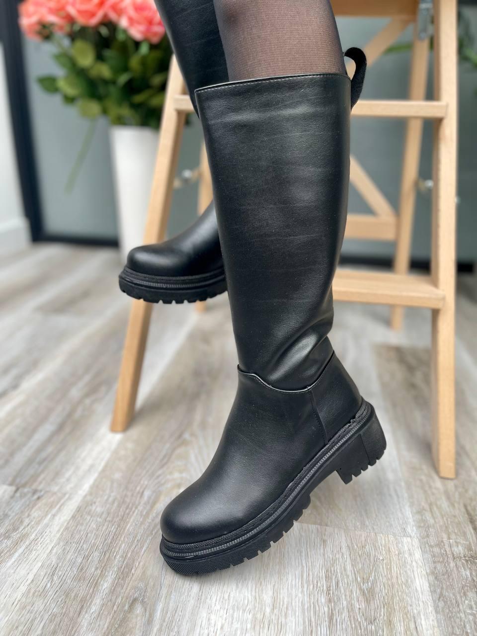 Boots Leather High Black Zip
