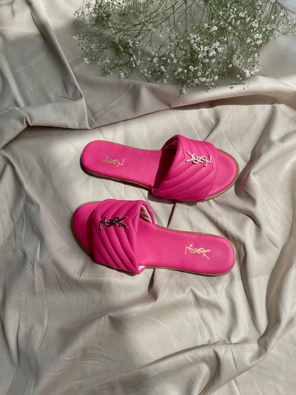 Yves Saint Lourent Slides Neon Pink
