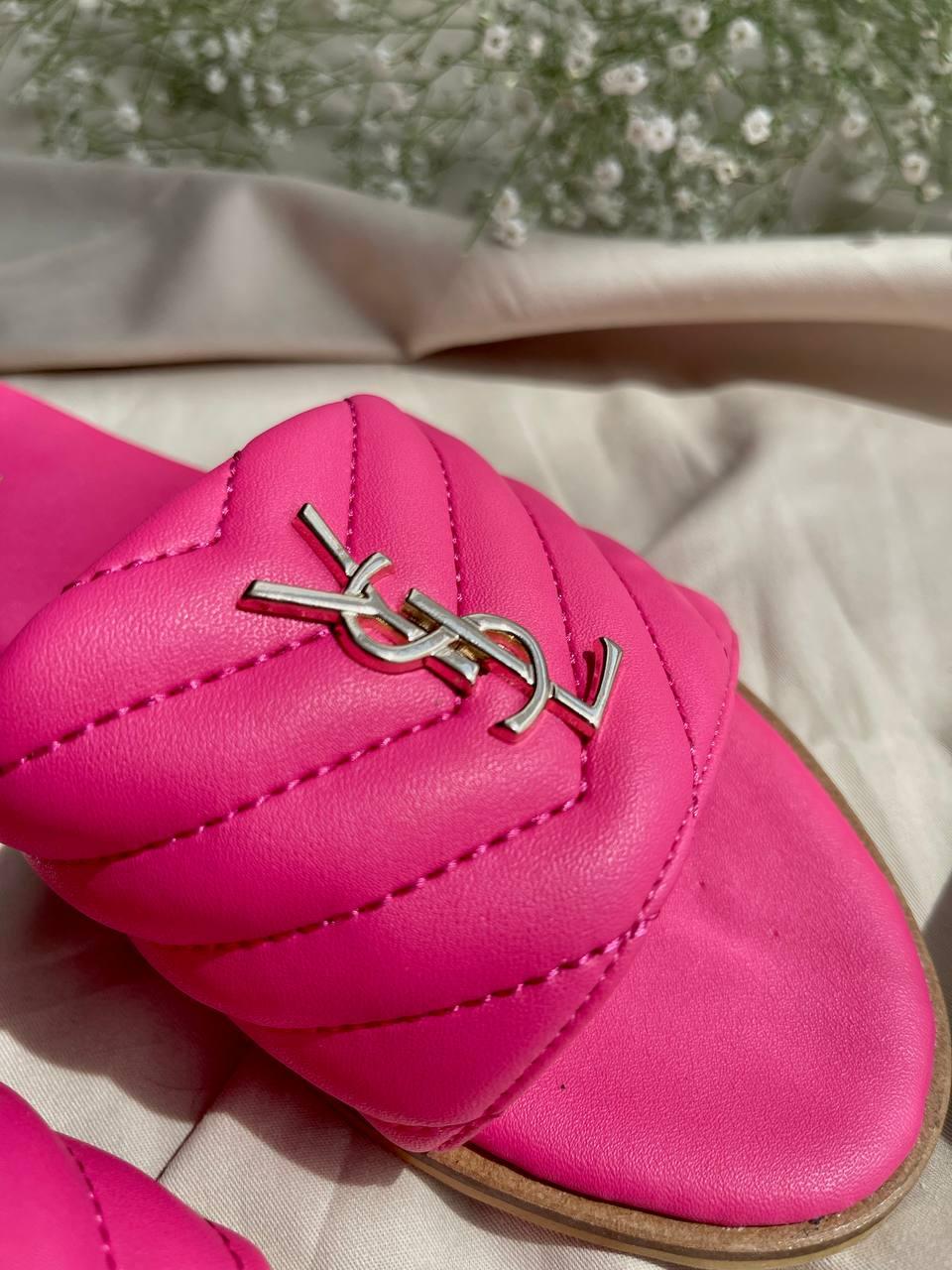 Yves Saint Lourent Slides Neon Pink