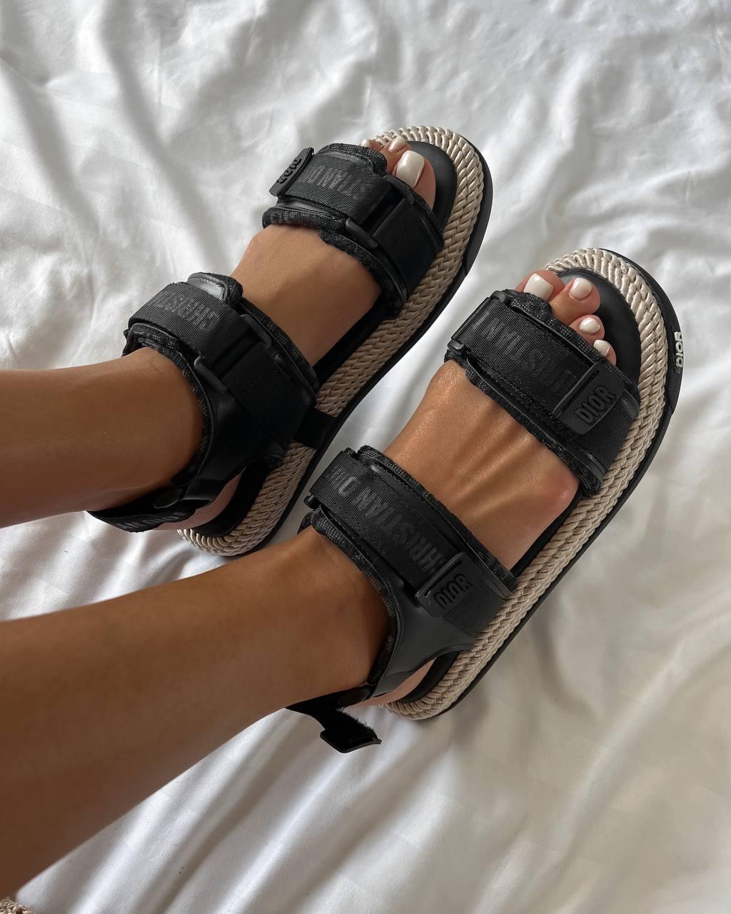 Dior Sandals Black Beige