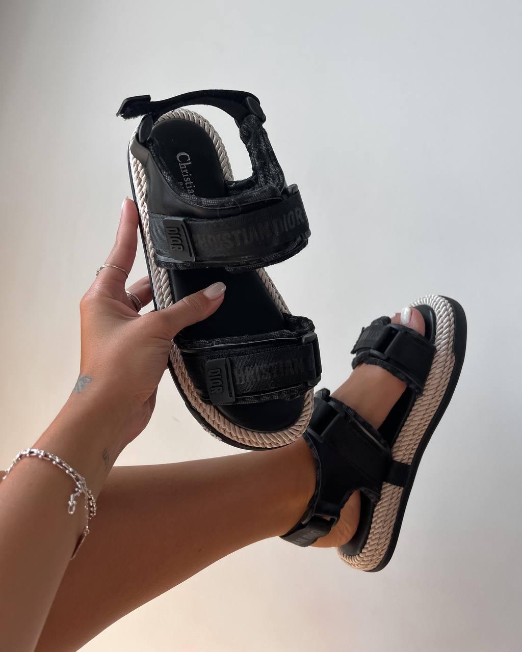 Dior Sandals Black Beige