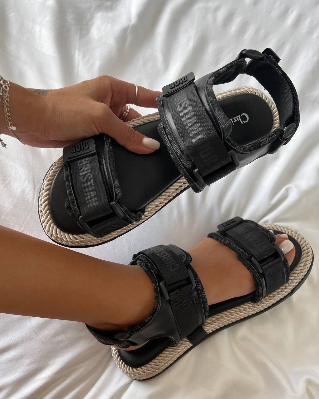 Dior Sandals Black Beige