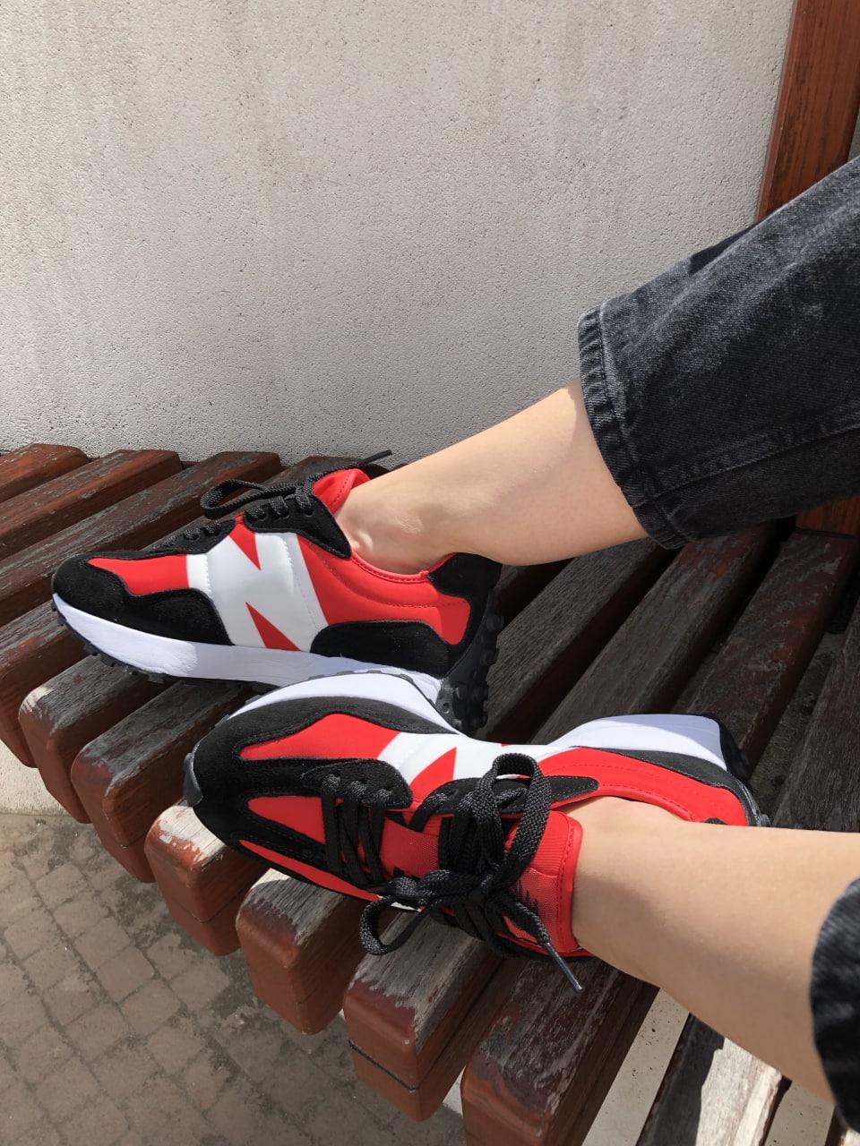 New Balance 327 Black White Red