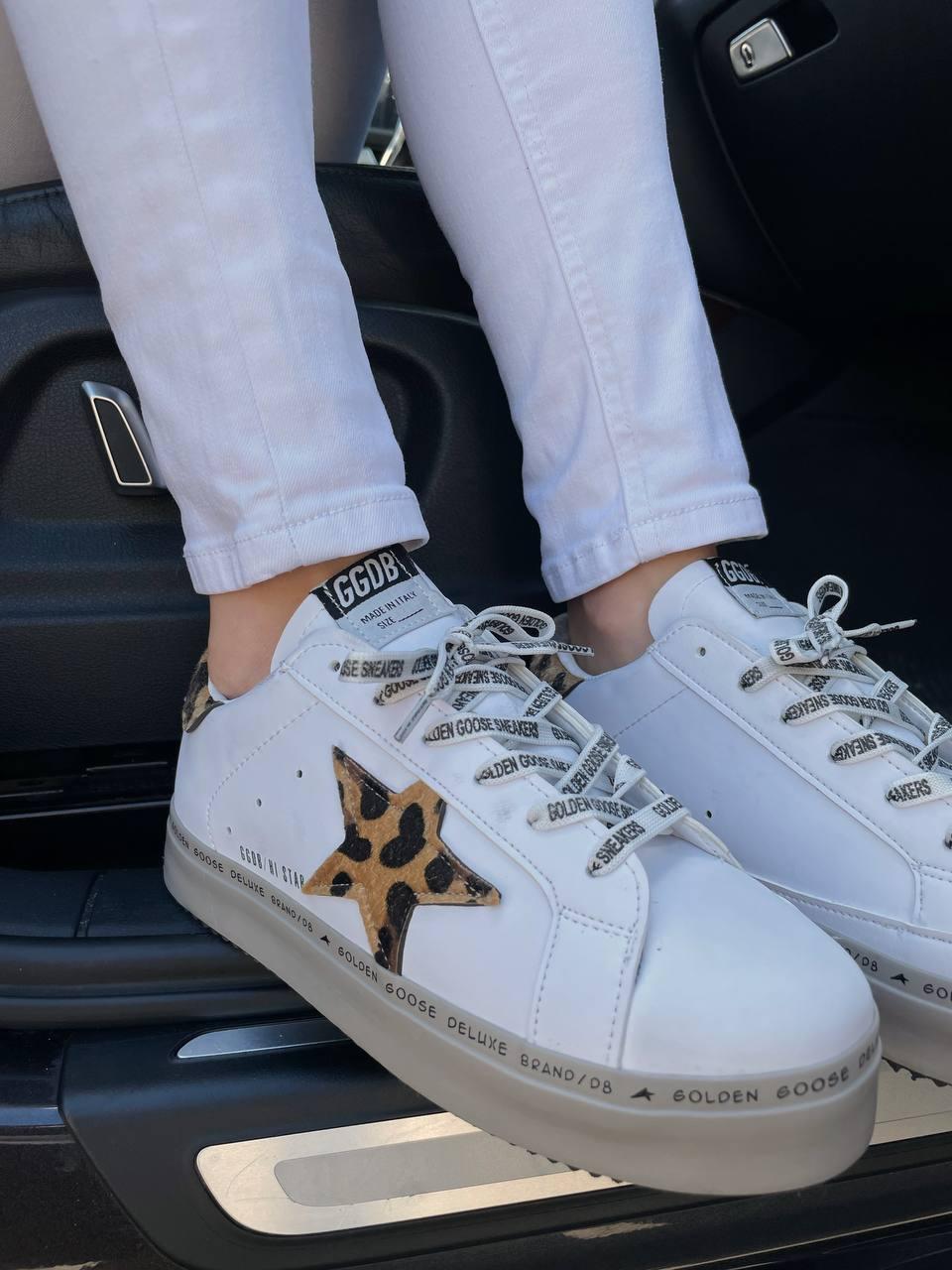 Golden Goose White Leopard
