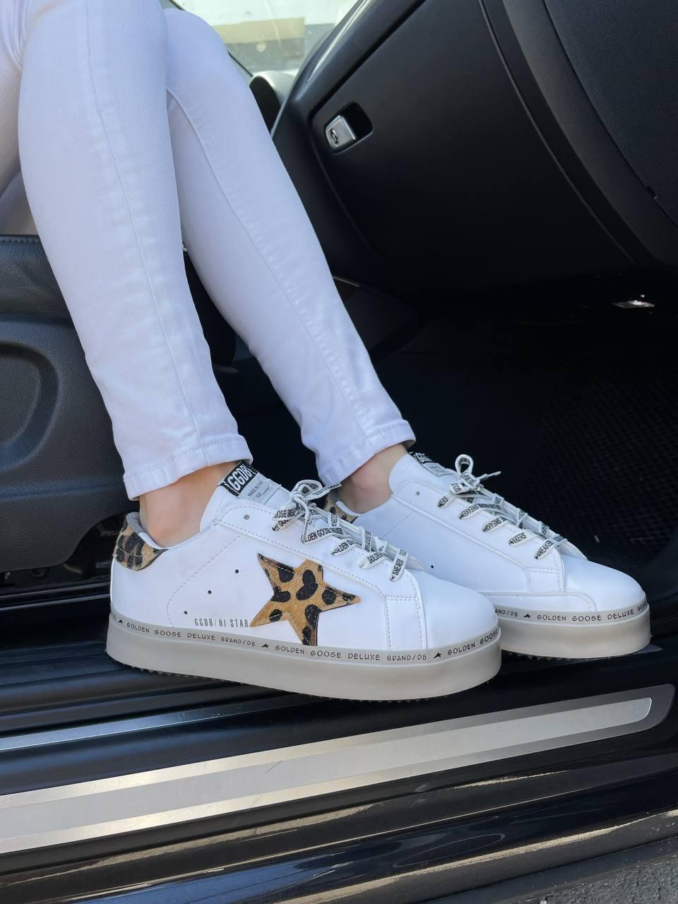 Golden Goose White Leopard