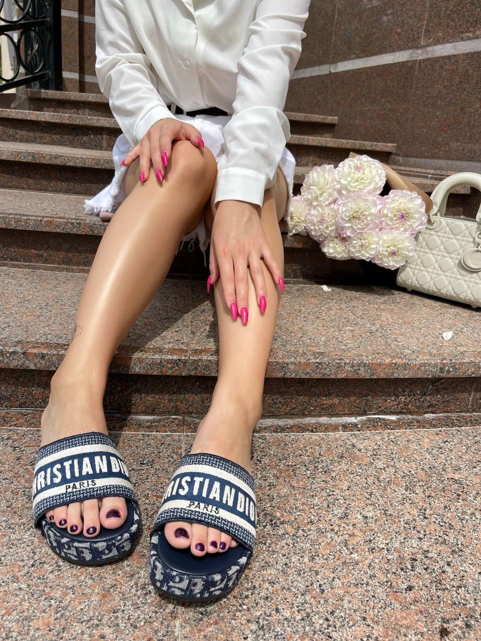 Dior Slides Dark Blue