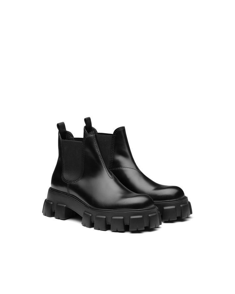 Prada Monolith Brushed Leather Chelsea Boots